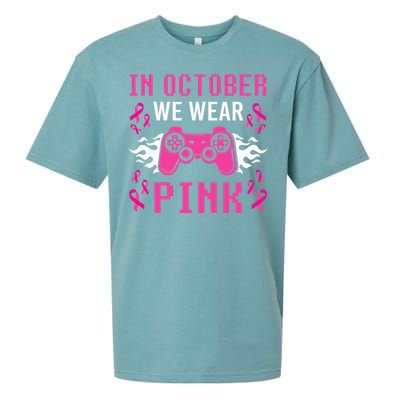 In October We Wear Pink Breast Cancer Gaming Sueded Cloud Jersey T-Shirt