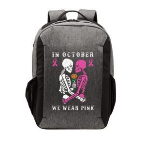 In October We Wear Pink Skeleton Halloween Breast Cancer Vector Backpack