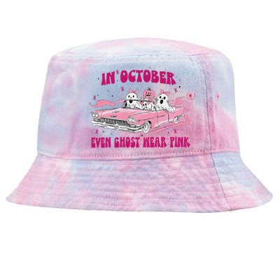 In October We Wear Pin.K Breast Cancer Women Ghost Halloween Tie-Dyed Bucket Hat