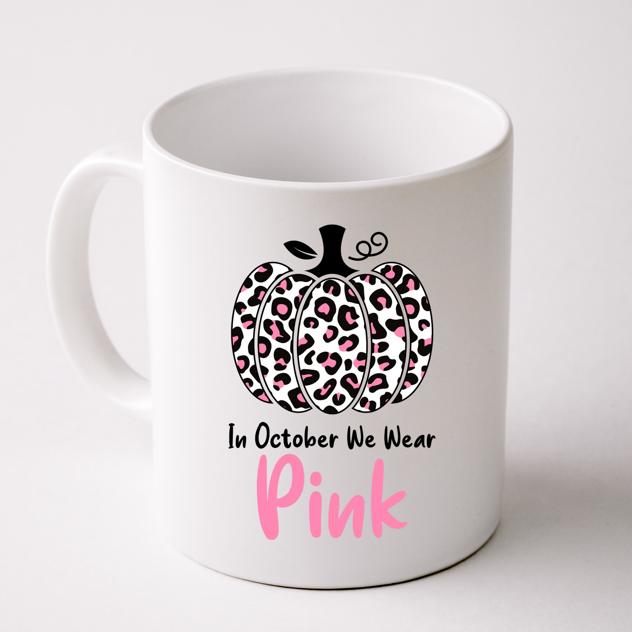 In October We Wear Pink Cheetah Pumpkin Breast Cancer Mug