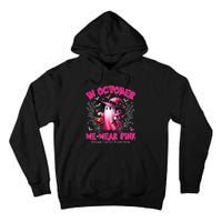 In October We Wear Ghost Witch Breast Cancer Awareness Tall Hoodie