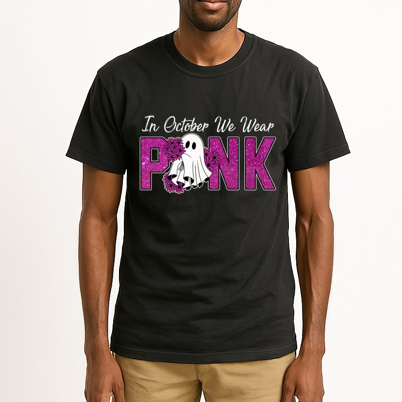 In October We Wear Pink Breast Cancer Awareness Halloween Tall T-Shirt