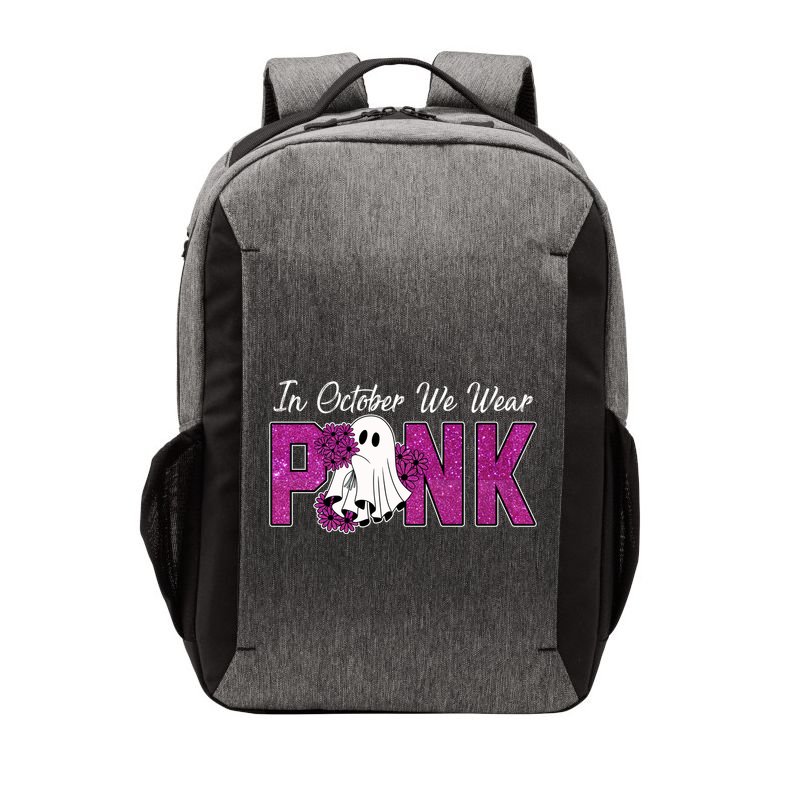 In October We Wear Pink Breast Cancer Awareness Halloween Vector Backpack