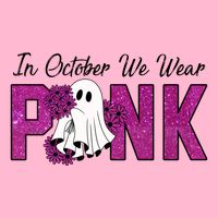 In October We Wear Pink Breast Cancer Awareness Halloween Women's V-Neck T-Shirt