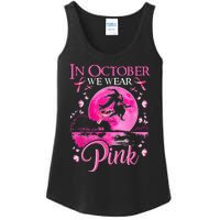 In October We Wear Pink Ribbon Witch Halloween Breast Cancer Ladies Essential Tank