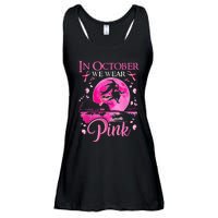 In October We Wear Pink Ribbon Witch Halloween Breast Cancer Ladies Essential Flowy Tank