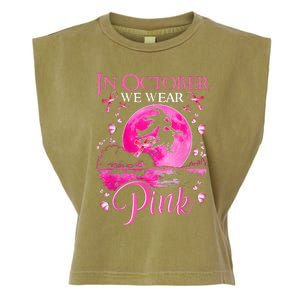 In October We Wear Pink Ribbon Witch Halloween Breast Cancer Garment-Dyed Women's Muscle Tee