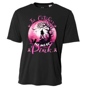 In October We Wear Pink Halloween Witch Breast Cancer  Cooling Performance Crew T-Shirt