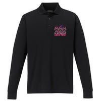 In October We Wear Pink Sugar Skull Halloween Breast Cancer Performance Long Sleeve Polo