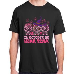 In October We Wear Pink Sugar Skull Halloween Breast Cancer Adult ChromaSoft Performance T-Shirt