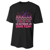 In October We Wear Pink Sugar Skull Halloween Breast Cancer Performance Sprint T-Shirt