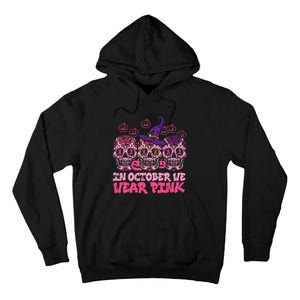 In October We Wear Pink Sugar Skull Halloween Breast Cancer Tall Hoodie