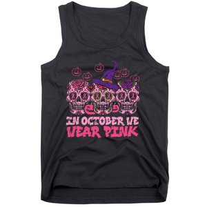 In October We Wear Pink Sugar Skull Halloween Breast Cancer Tank Top