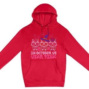 In October We Wear Pink Sugar Skull Halloween Breast Cancer Premium Pullover Hoodie