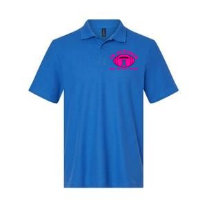 In October We Wear Pink Ribbon Breast Cancer Football Gift Softstyle Adult Sport Polo