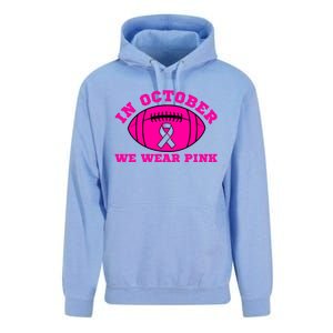 In October We Wear Pink Ribbon Breast Cancer Football Gift Unisex Surf Hoodie