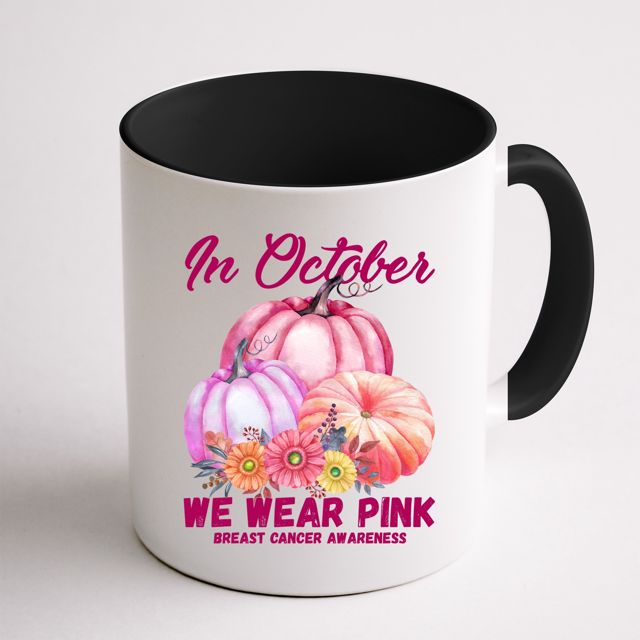In October We Wear Pink Breast Cancer Awareness Pumpkin Patch Mug