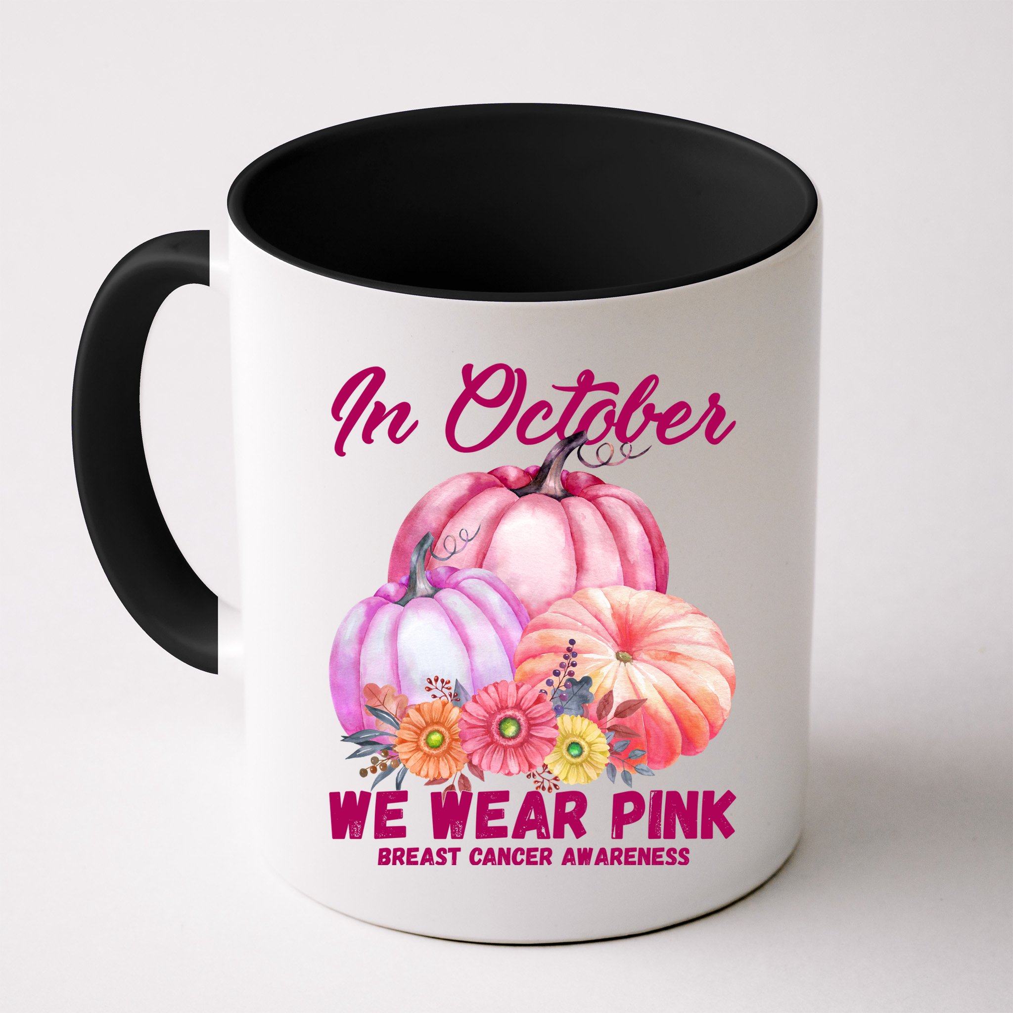 In October We Wear Pink Breast Cancer Awareness Pumpkin Patch Mug