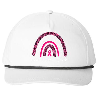 In October We Wear Pink Ribbon Leopard Rainbow Breast Cancer Gift Snapback Five-Panel Rope Hat