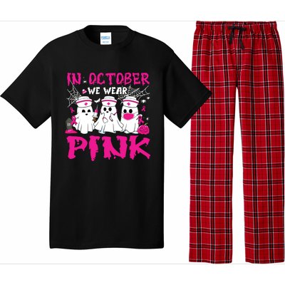 In October We Wear Nurse Ghost Halloween Breast Cancer Pajama Set