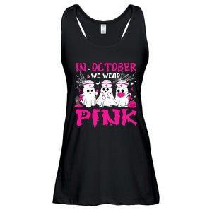 In October We Wear Nurse Ghost Halloween Breast Cancer Ladies Essential Flowy Tank