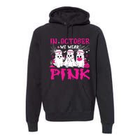 In October We Wear Nurse Ghost Halloween Breast Cancer Premium Hoodie