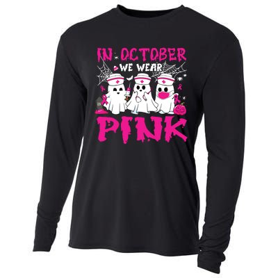 In October We Wear Nurse Ghost Halloween Breast Cancer Cooling Performance Long Sleeve Crew