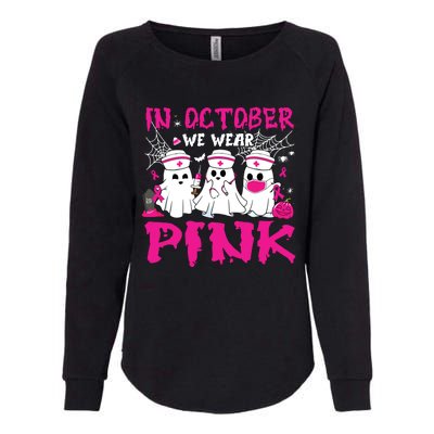 In October We Wear Nurse Ghost Halloween Breast Cancer Womens California Wash Sweatshirt