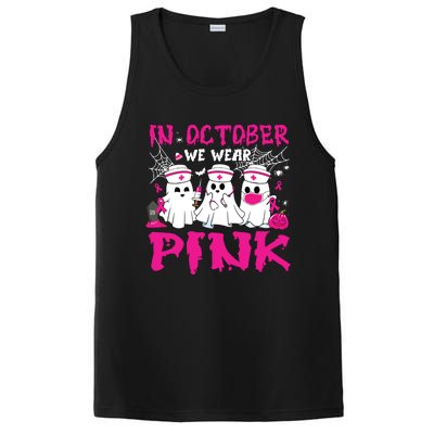 In October We Wear Nurse Ghost Halloween Breast Cancer PosiCharge Competitor Tank