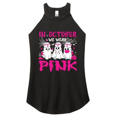 In October We Wear Nurse Ghost Halloween Breast Cancer Women’s Perfect Tri Rocker Tank