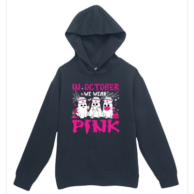 In October We Wear Nurse Ghost Halloween Breast Cancer Urban Pullover Hoodie