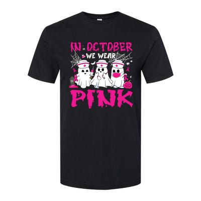 In October We Wear Nurse Ghost Halloween Breast Cancer Softstyle® CVC T-Shirt