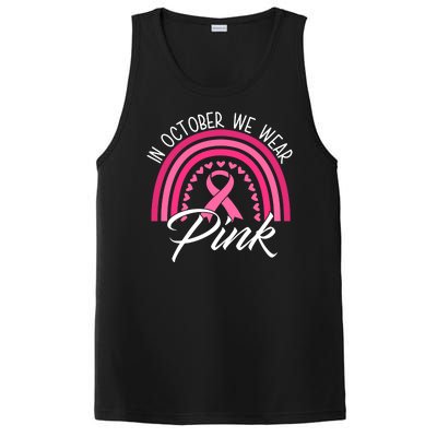 In October We Wear Pink Rainbow Ribbon Breast Cancer PosiCharge Competitor Tank