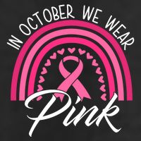 In October We Wear Pink Rainbow Ribbon Breast Cancer Hat