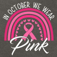 In October We Wear Pink Rainbow Ribbon Breast Cancer Cotton Canvas Backpack