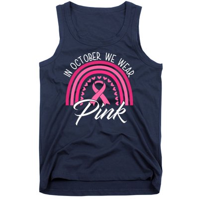 In October We Wear Pink Rainbow Ribbon Breast Cancer Tank Top