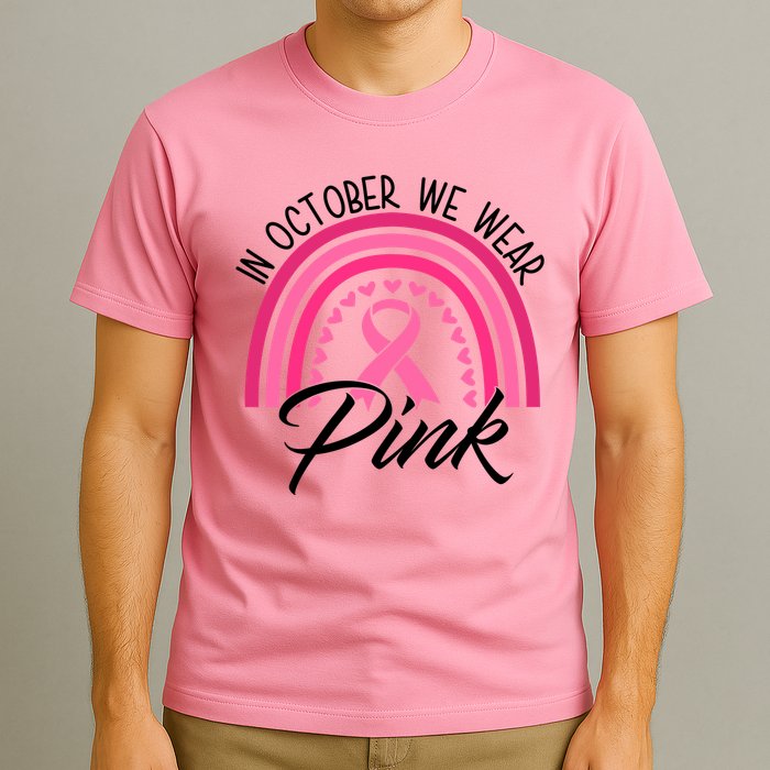 In October We Wear Pink Rainbow Ribbon Breast Cancer T-Shirt