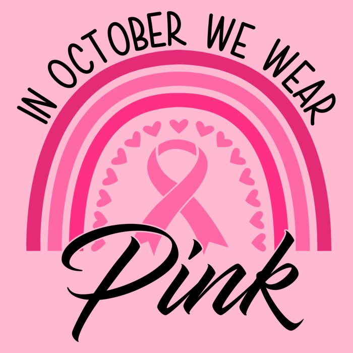 In October We Wear Pink Rainbow Ribbon Breast Cancer T-Shirt