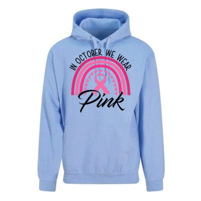 In October We Wear Pink Rainbow Ribbon Breast Cancer Unisex Surf Hoodie