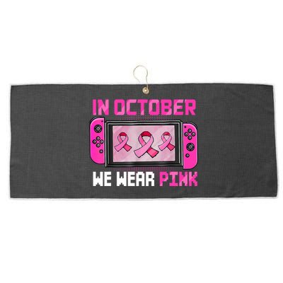 In October We Wear Breast Cancer Gaming Large Microfiber Waffle Golf Towel