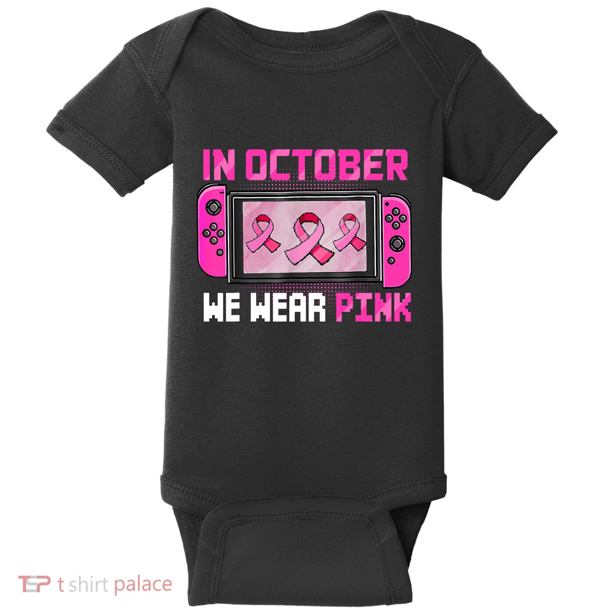 In October We Wear Breast Cancer Gaming Baby Bodysuit