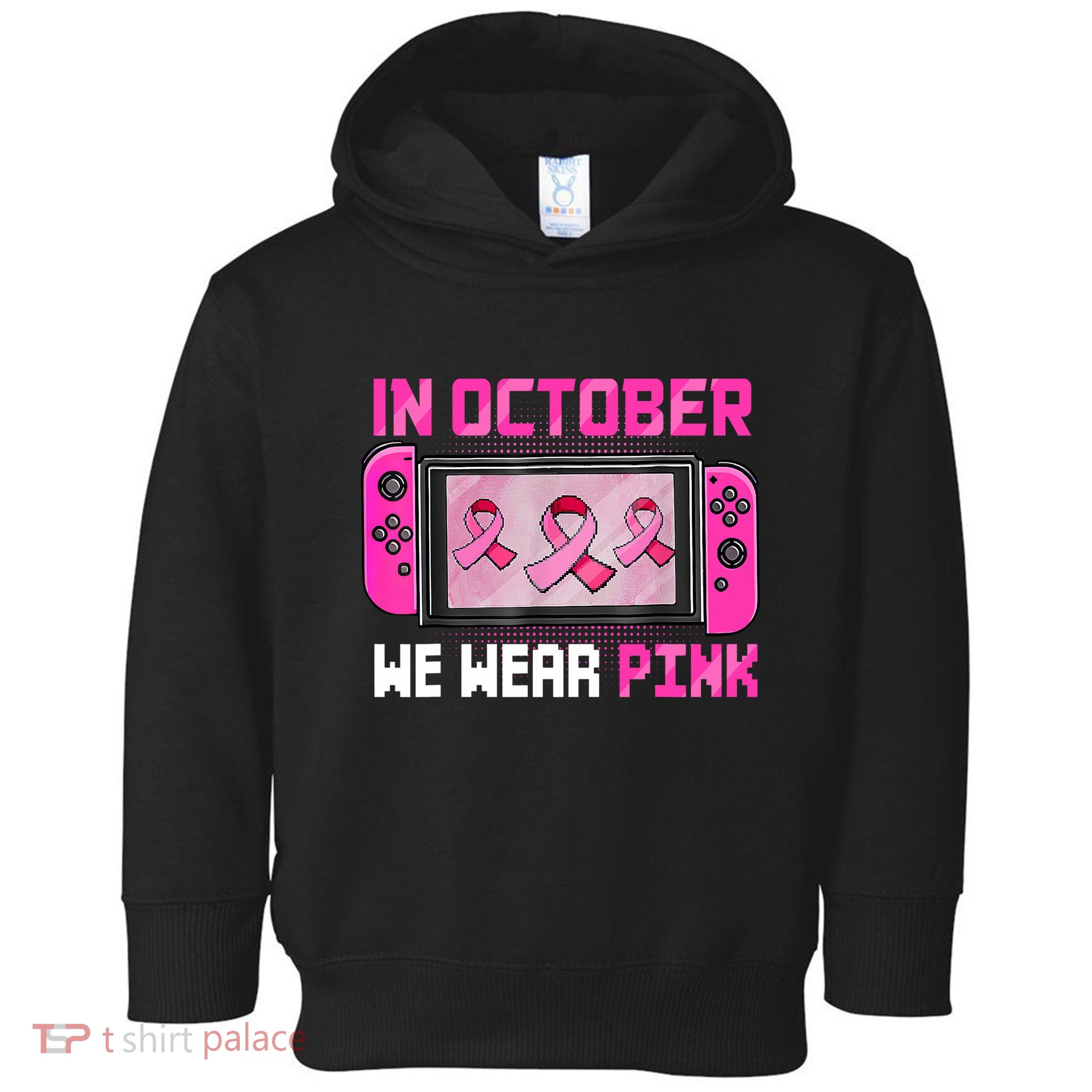 In October We Wear Breast Cancer Gaming Toddler Hoodie