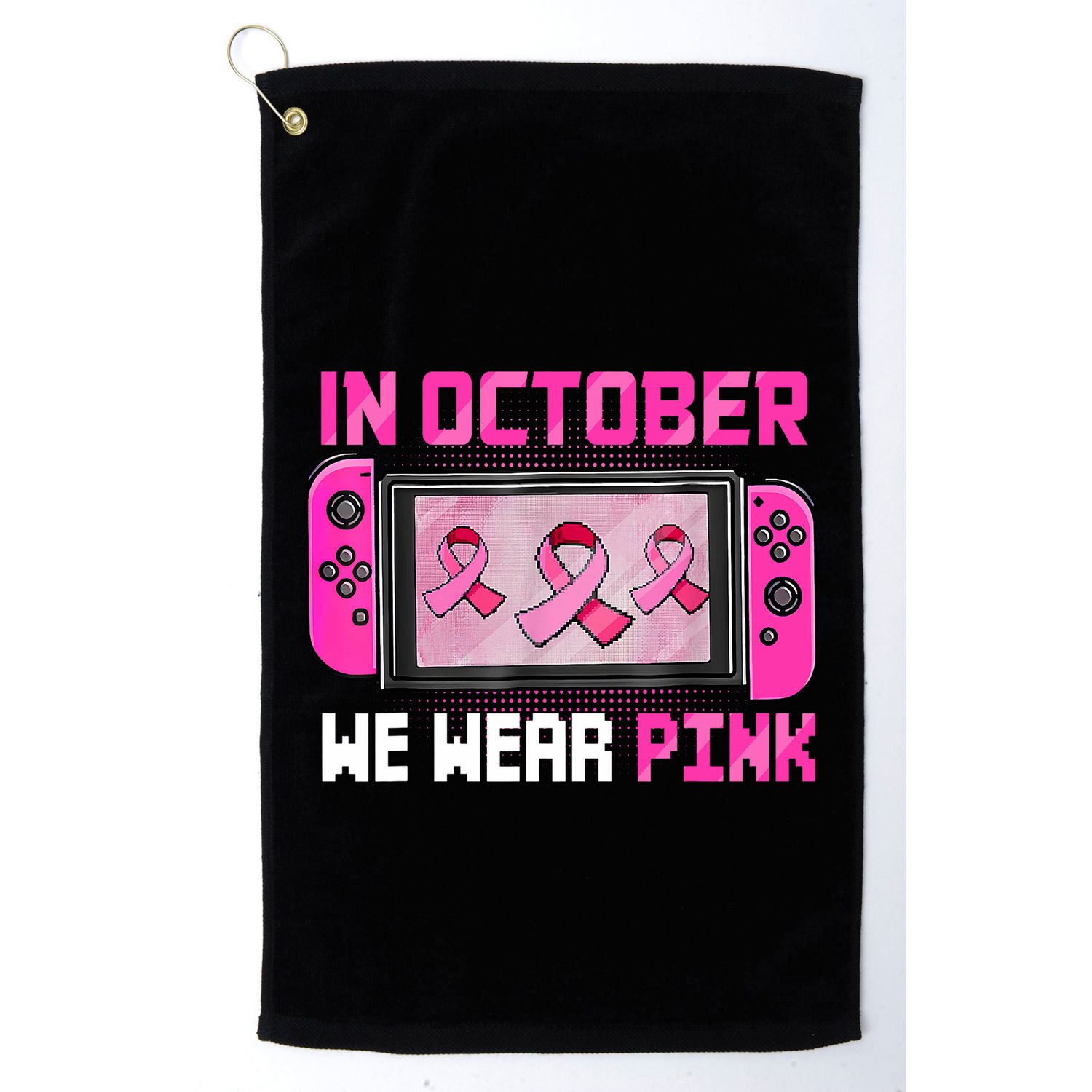 In October We Wear Breast Cancer Gaming Golf Towel