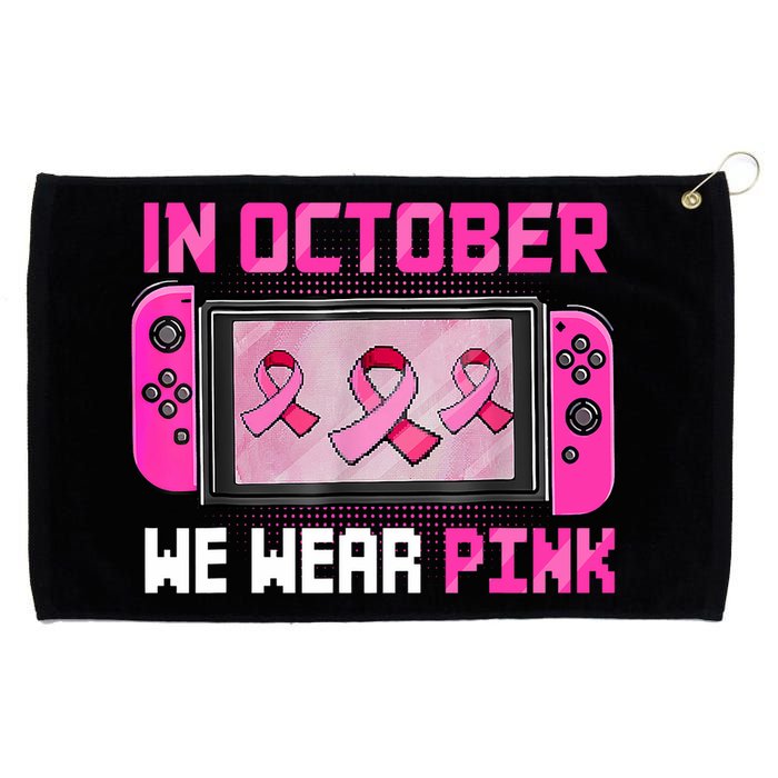 In October We Wear Breast Cancer Gaming Grommeted Golf Towel