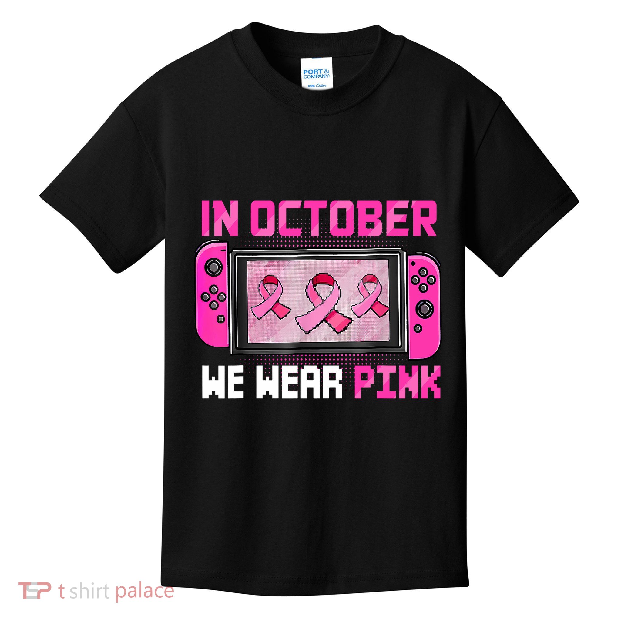 In October We Wear Breast Cancer Gaming Kids T-Shirt