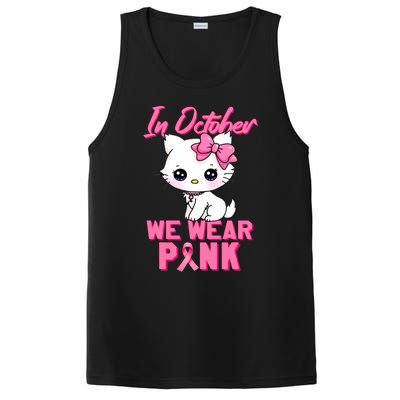 In October We Wear Cat Breast Cancer Awareness PosiCharge Competitor Tank