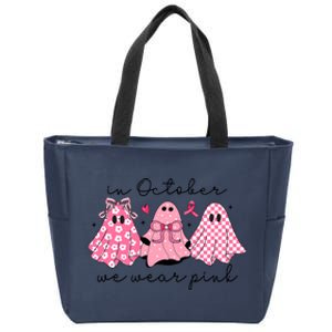 In October We Wear Cute Ghost Zip Tote Bag