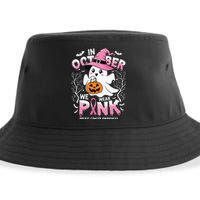 In October We Wear Ghost Witch Breast Cancer Awareness Sustainable Bucket Hat