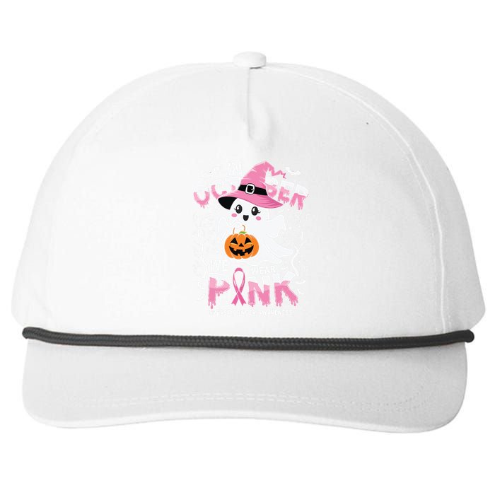 In October We Wear Ghost Witch Breast Cancer Awareness Snapback Five-Panel Rope Hat