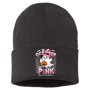 In October We Wear Ghost Witch Breast Cancer Awareness Sustainable Knit Beanie